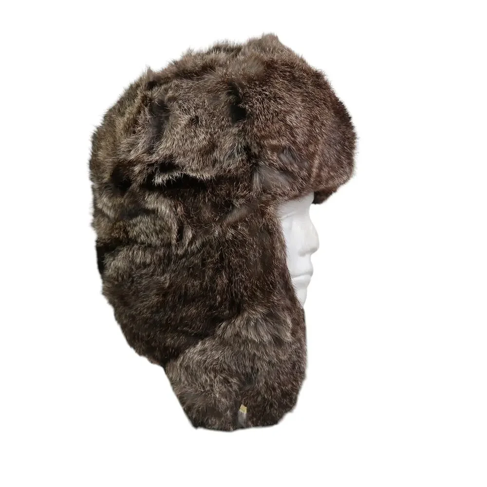 Vintage Brown Rabbit Fur Trapper Hat *as is